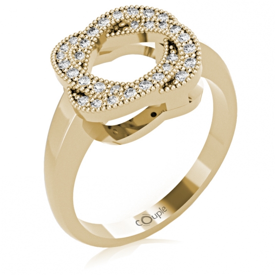 Zajímavý prsten Michel, žluté zlato se zirkony